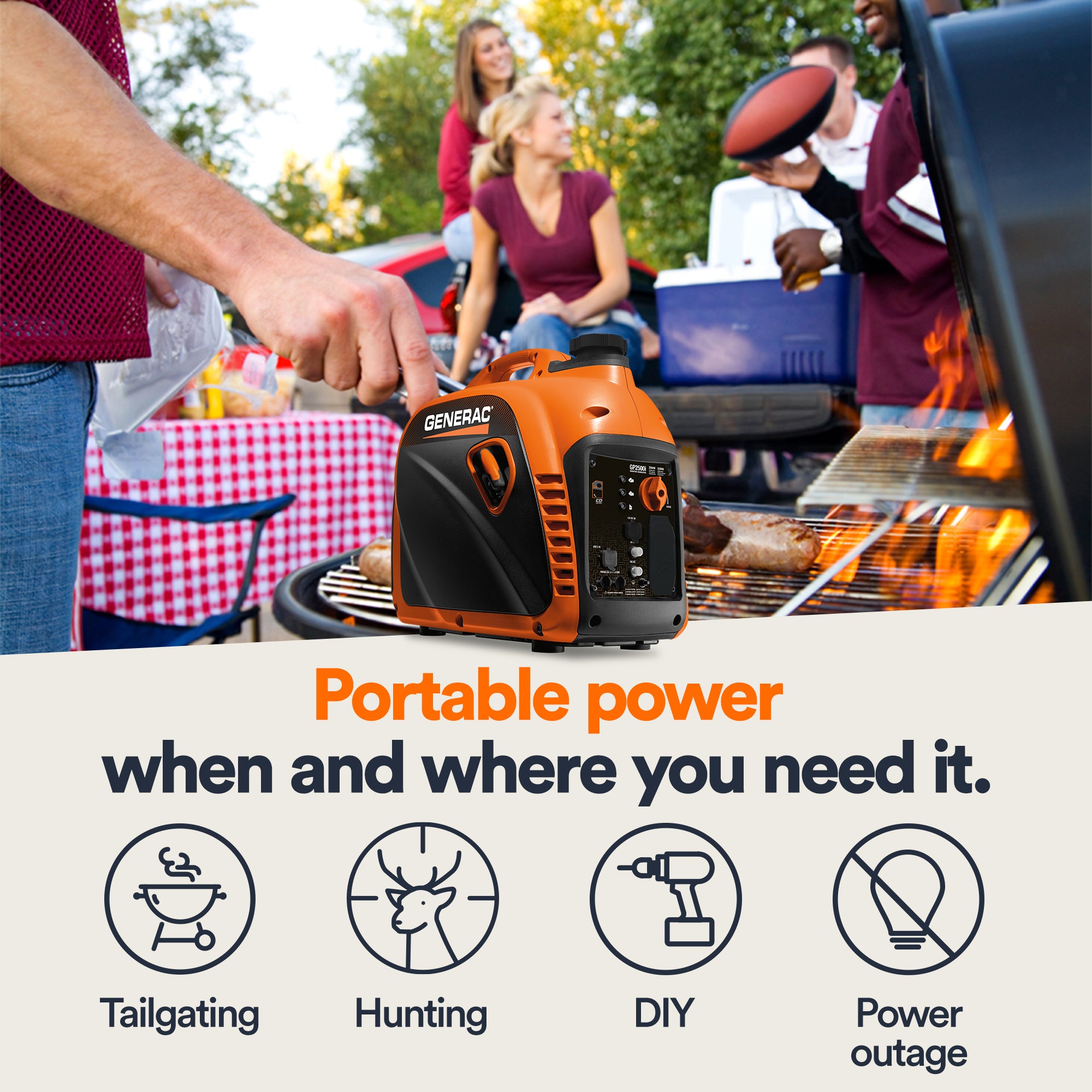 Generac Portable Inverter Generator, 2500i
